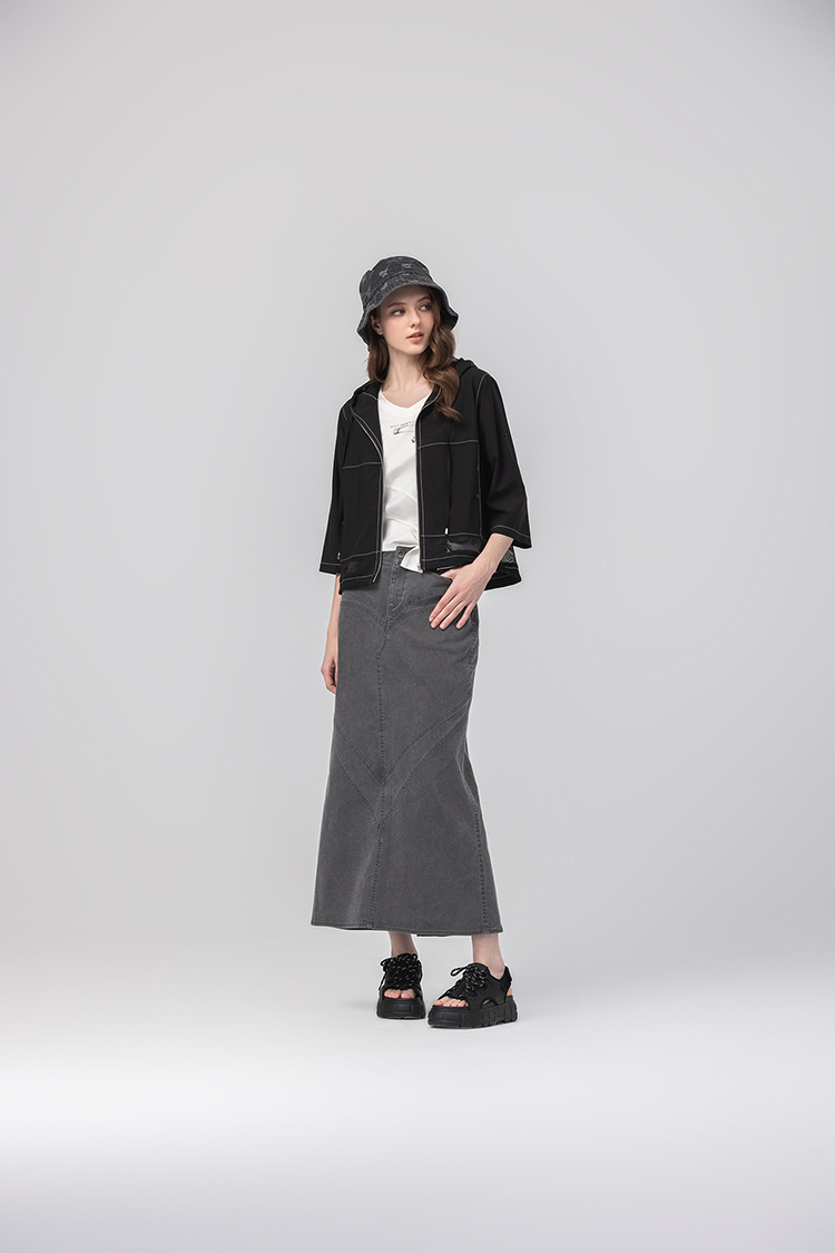 abito街頭抽繩網布連帽外套