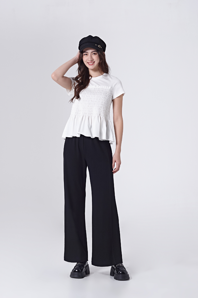 DITA甜美皺皺剪接上衣