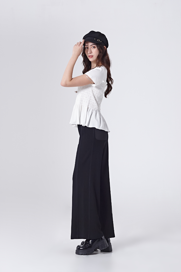 DITA甜美皺皺剪接上衣