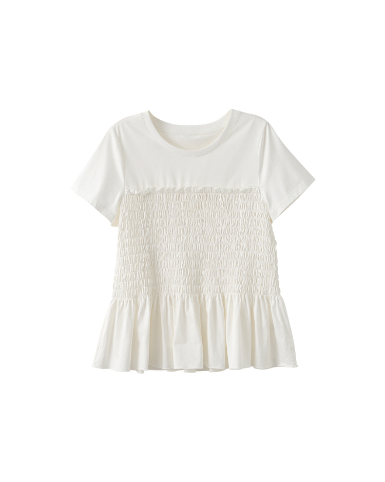 DITA甜美皺皺剪接上衣