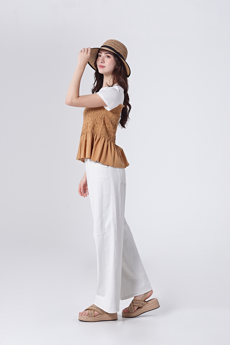 DITA甜美皺皺剪接上衣