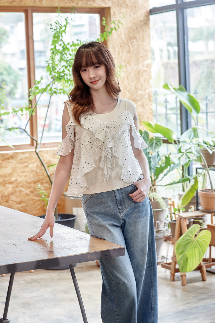 DITA個性剪接牛仔寬褲