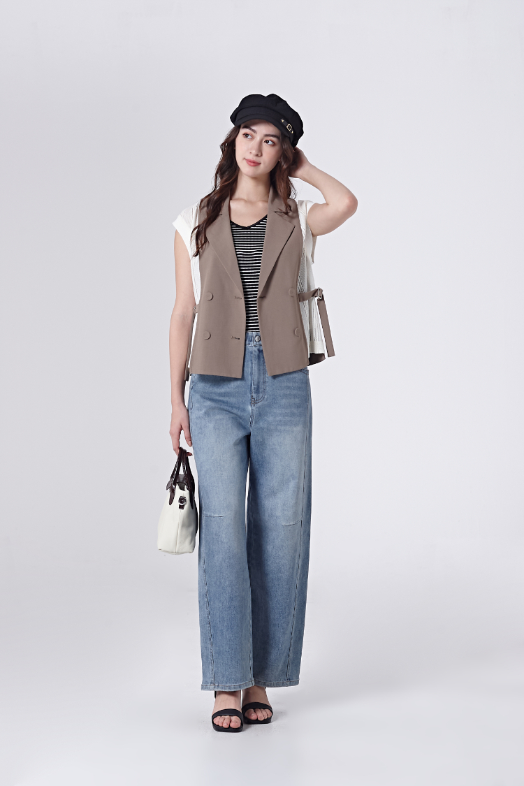 DITA個性剪接牛仔寬褲