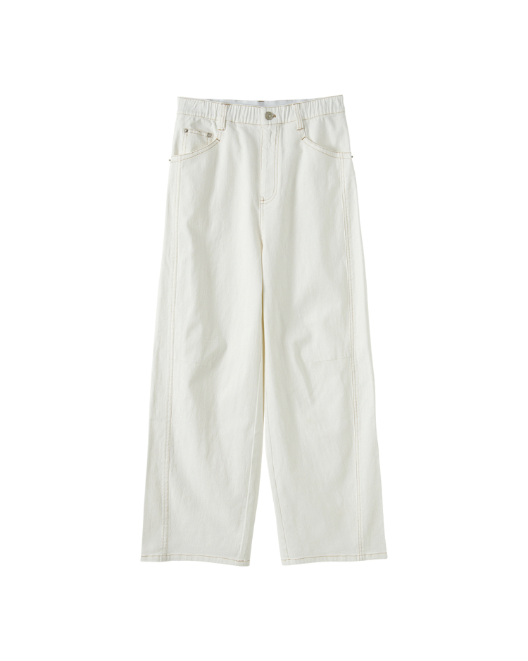 DITA撞色車線拼接寬褲