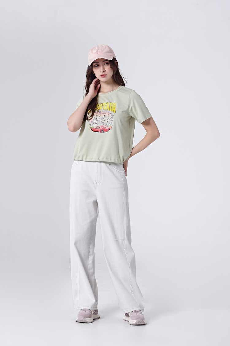 DITA撞色車線拼接寬褲