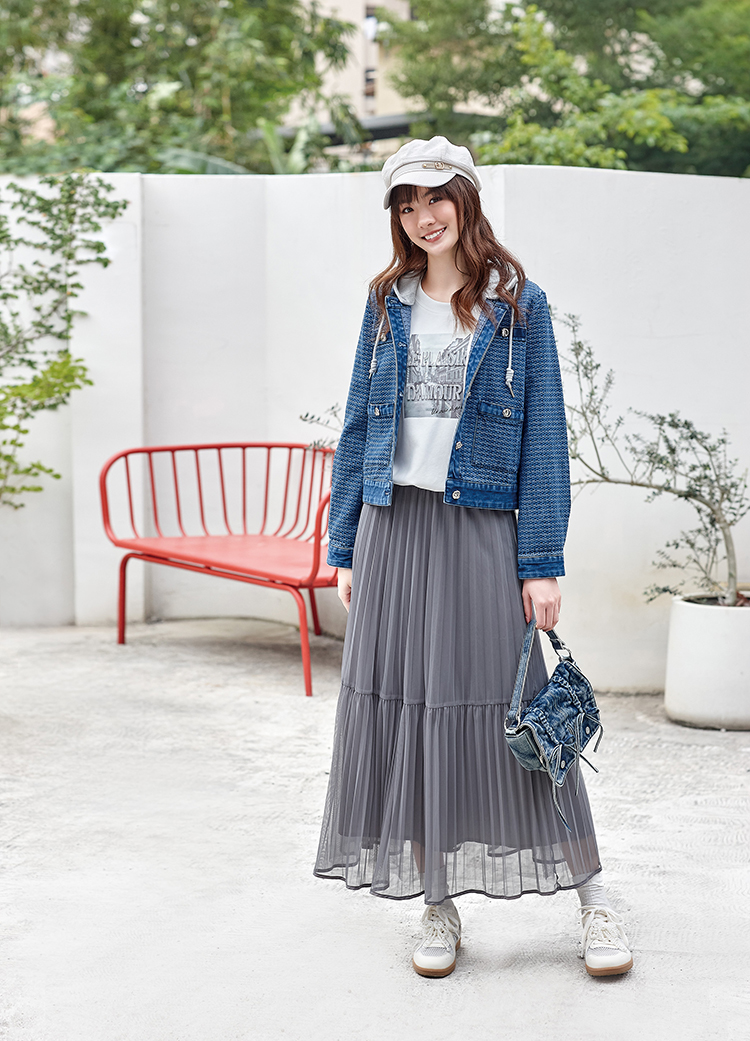 DITA氣質層次壓摺紗裙