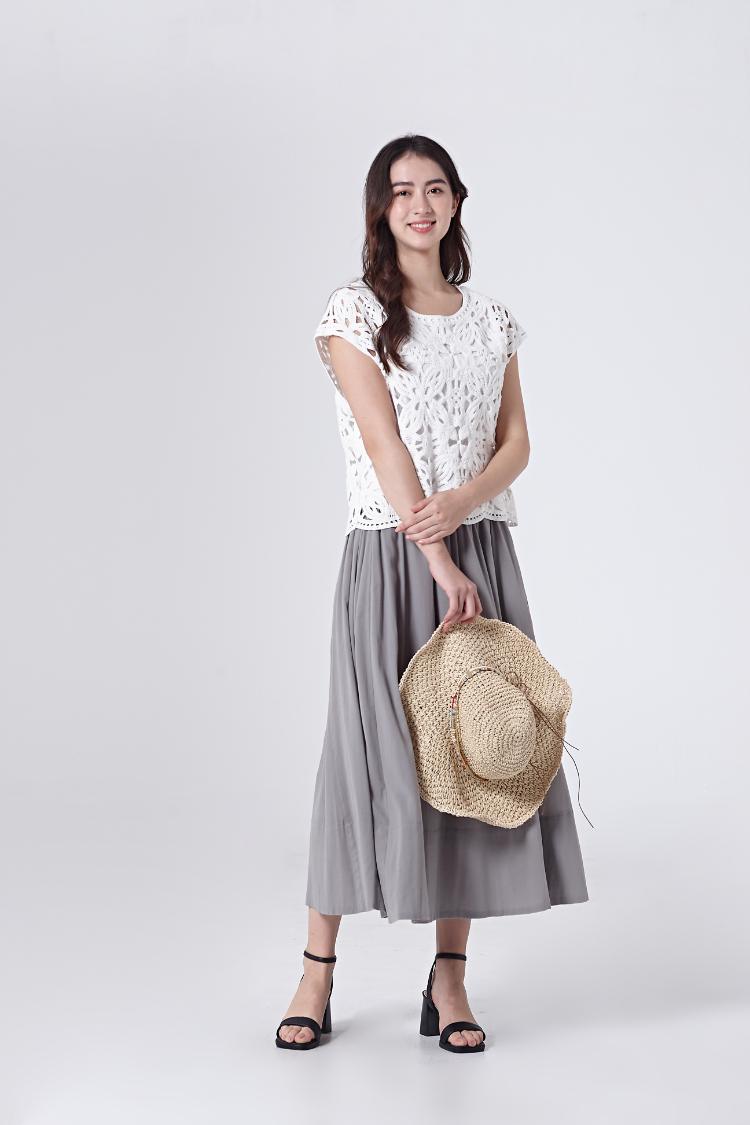 DITA素面波浪長裙