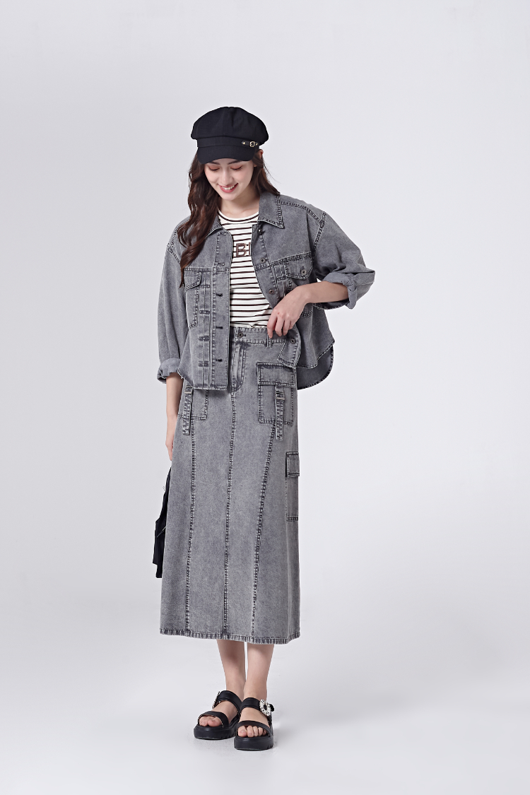 DITA率性工裝感拼接長裙