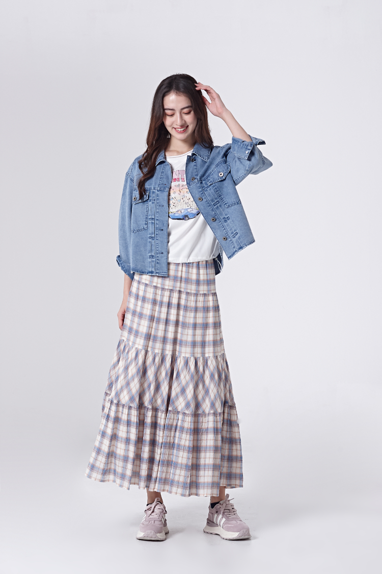 DITA甜美格紋蛋糕裙