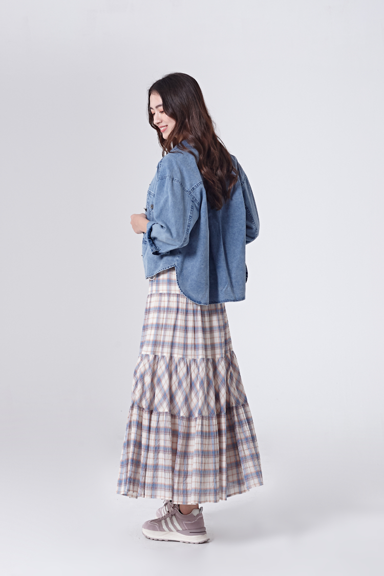 DITA甜美格紋蛋糕裙