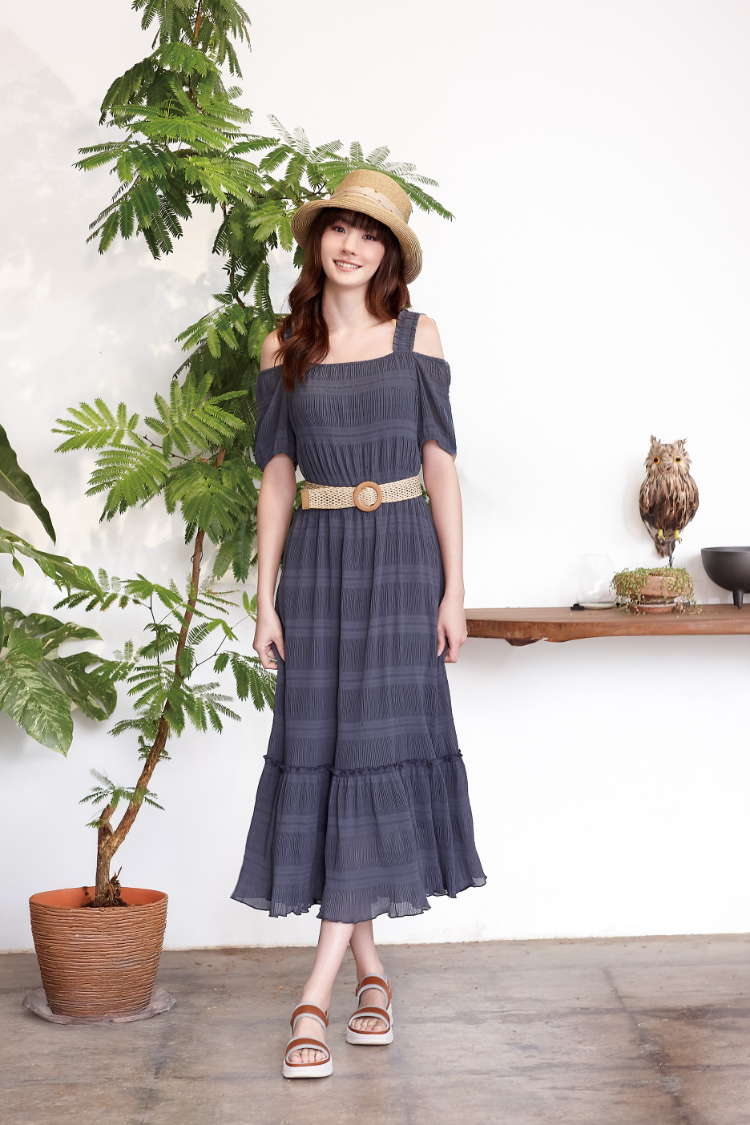 DITA日系甜美一字領吊帶洋裝