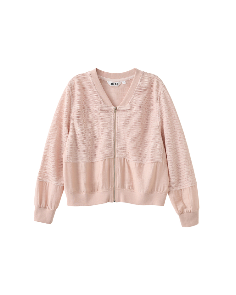 DITA異素材拼接V領外套