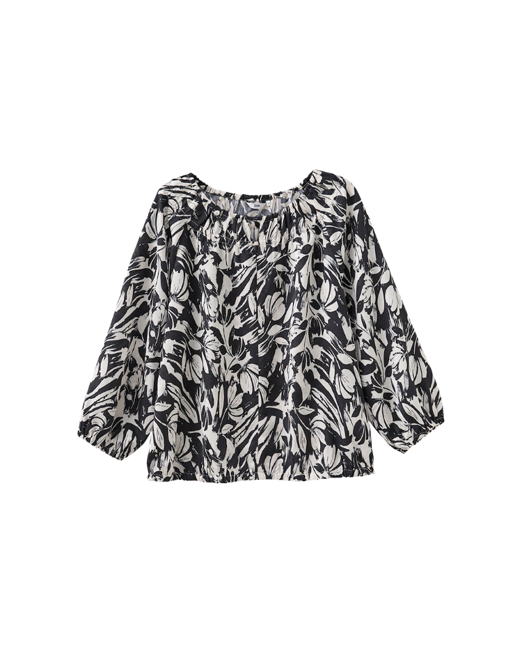 JOAN暮色筆觸柔感印花上衣