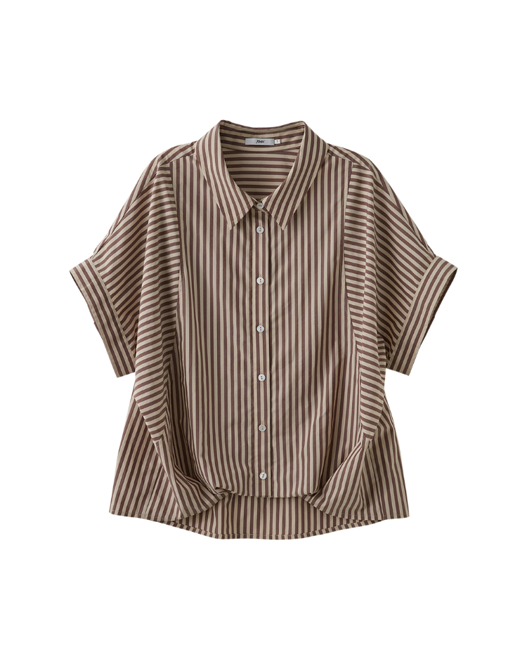 JOAN質感條紋開襟立體剪裁襯衫