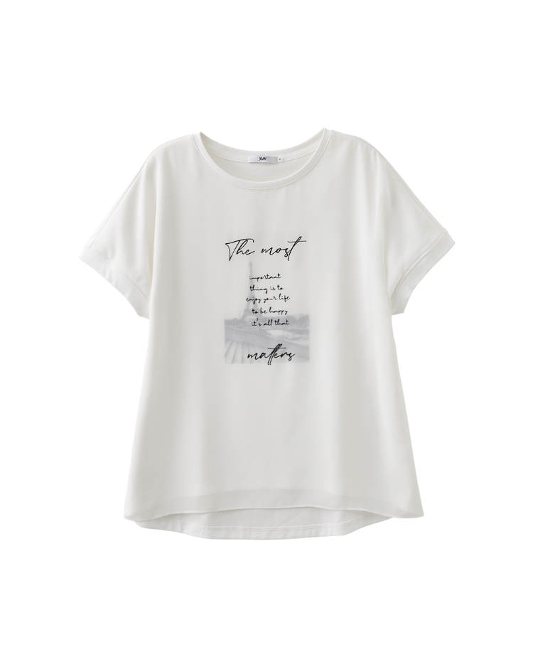 JOAN巴黎街景網紗拼接T恤