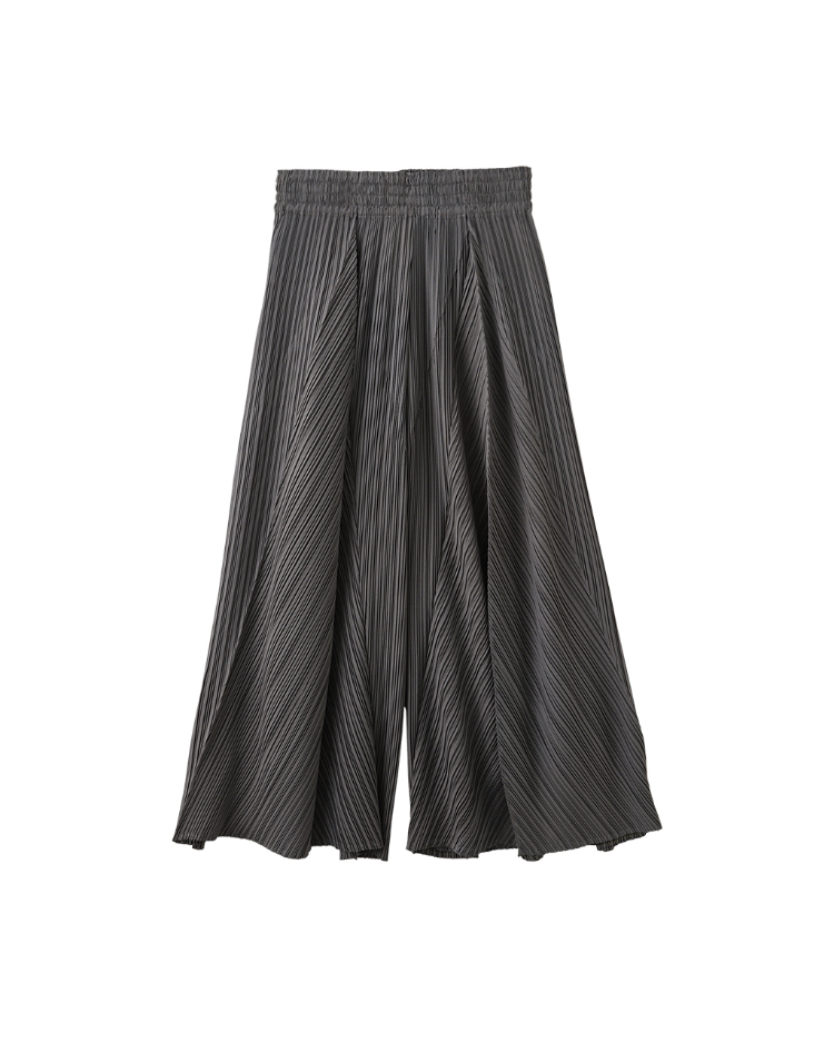 JOAN都會感流線壓褶寬褲裙