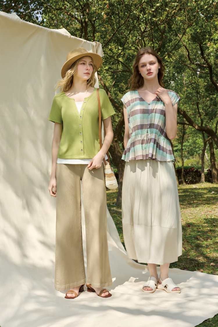 JOAN夏日降溫彈力牛仔寬褲(素色款)