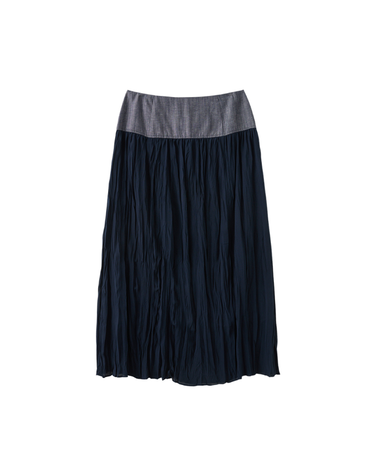 JOAN拼接設計棉質傘擺長裙