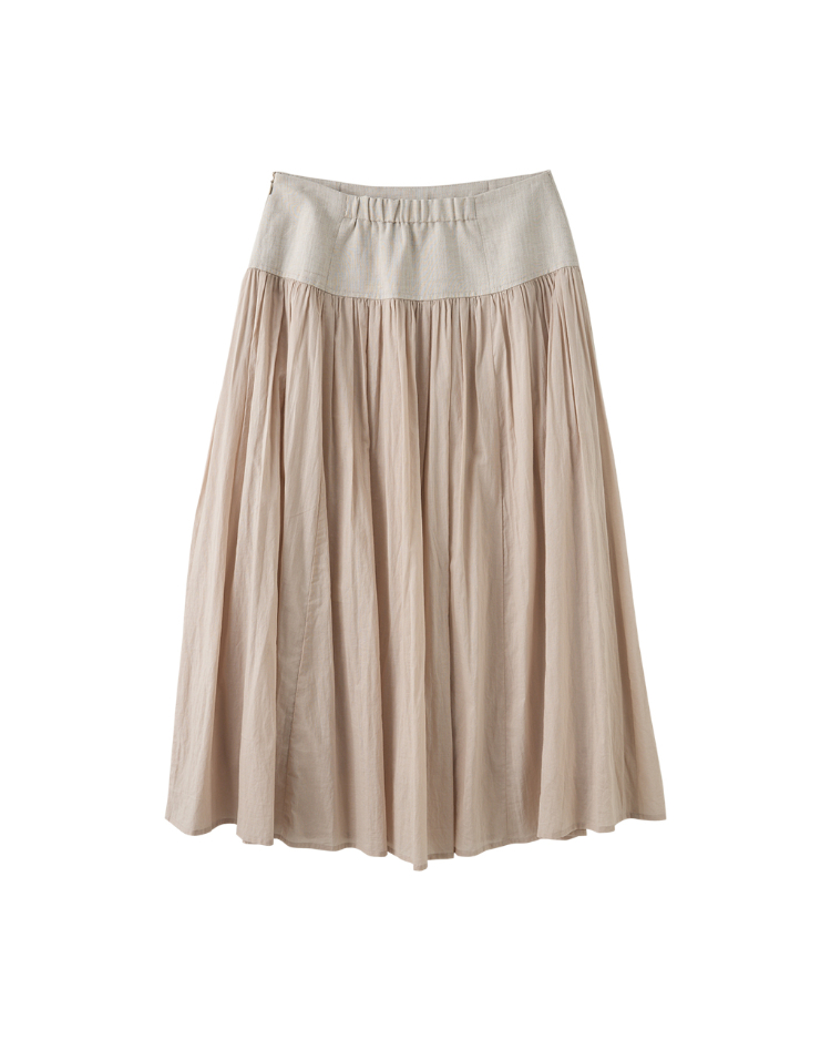 JOAN拼接設計棉質傘擺長裙