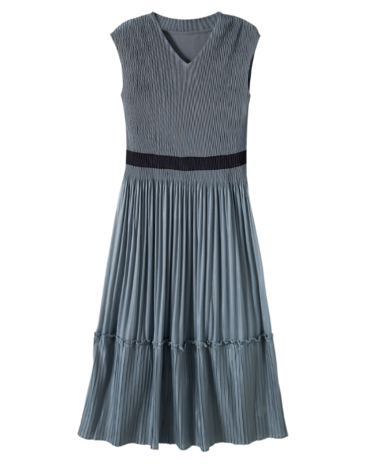 JOAN優雅細壓褶收腰洋裝