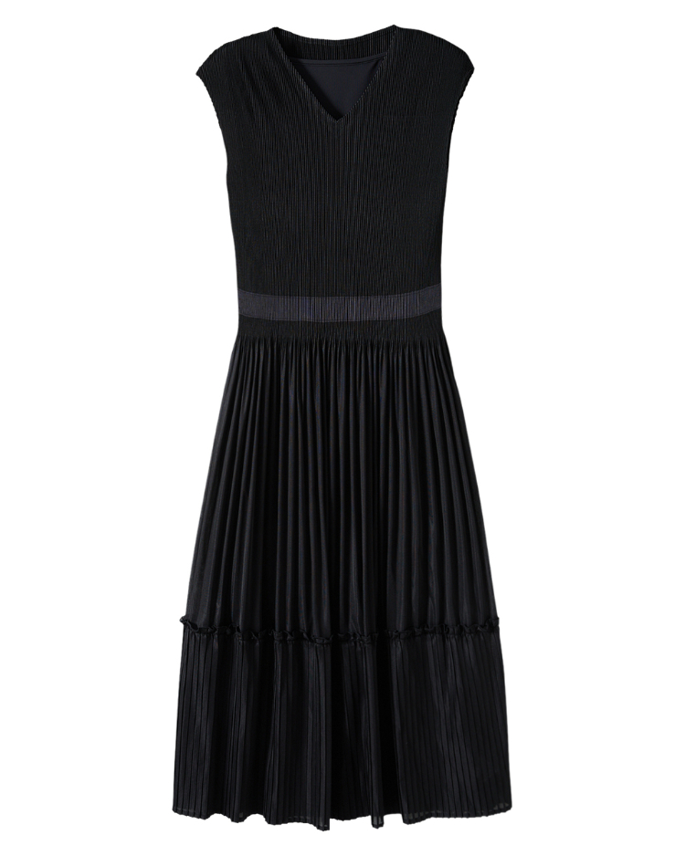 JOAN優雅細壓褶收腰洋裝