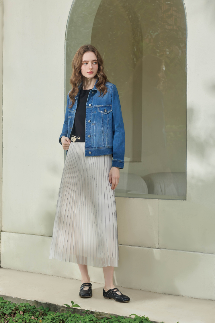 JOAN銀箔刷色牛仔外套