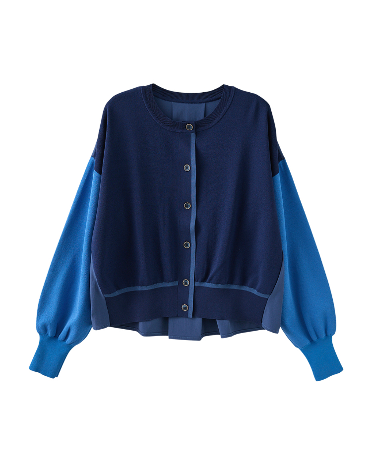 JOAN輕盈感異素材拼接針織外套