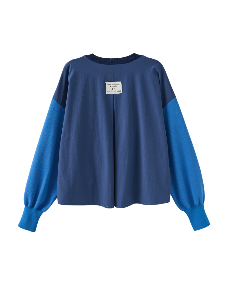 JOAN輕盈感異素材拼接針織外套