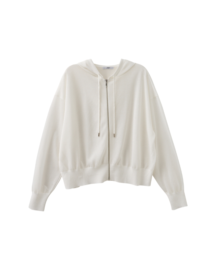 JOAN知性光澤薄透顯瘦針織連帽外套