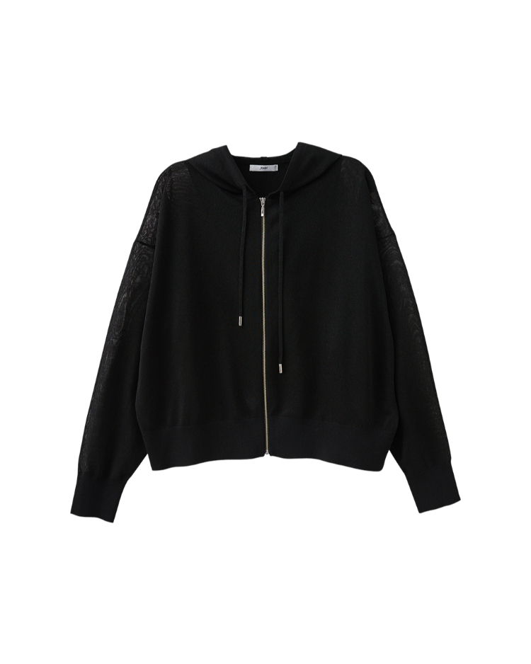 JOAN知性光澤薄透顯瘦針織連帽外套