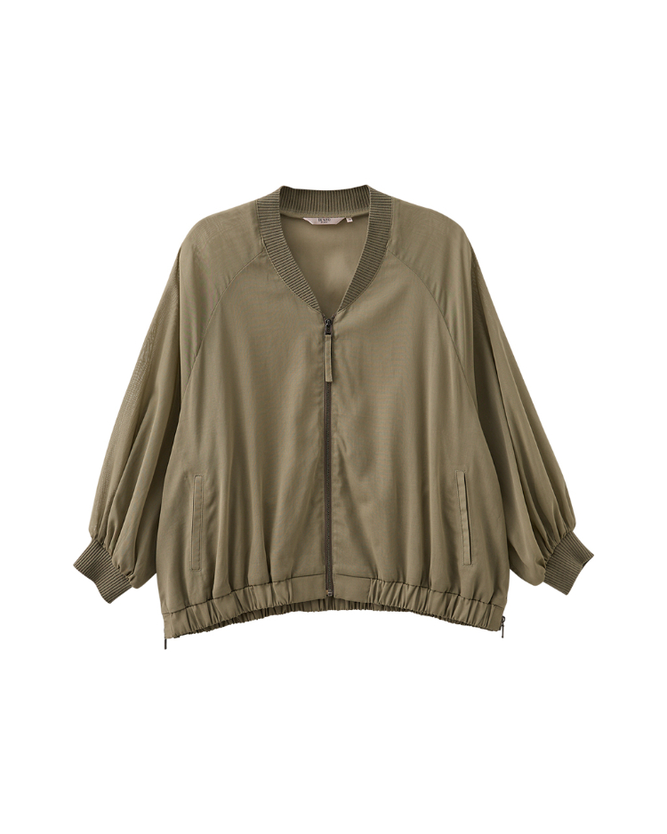 DENOVO輕霧透膚感拉鍊外套