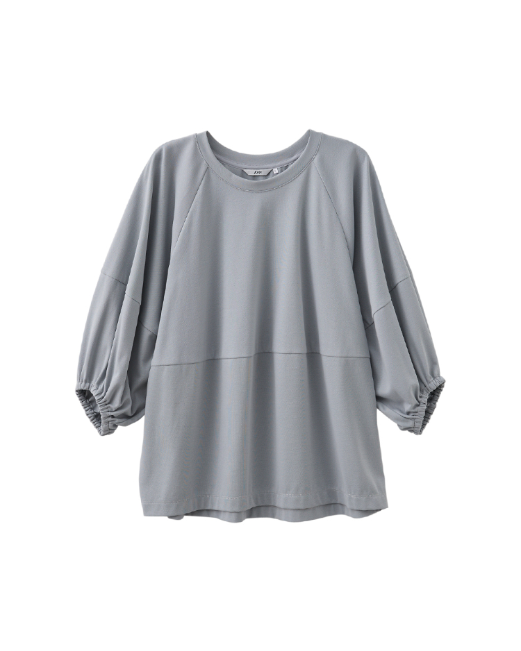 DENOVO輕柔剪裁彈性造型袖上衣