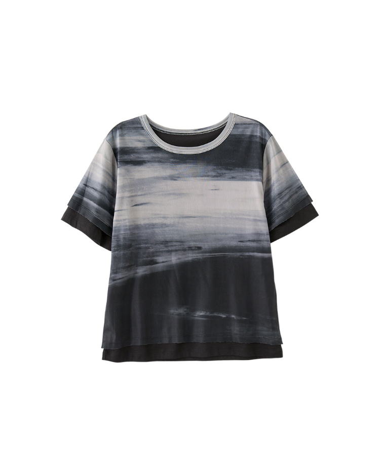 DENOVO水墨暈染雙層網布T恤