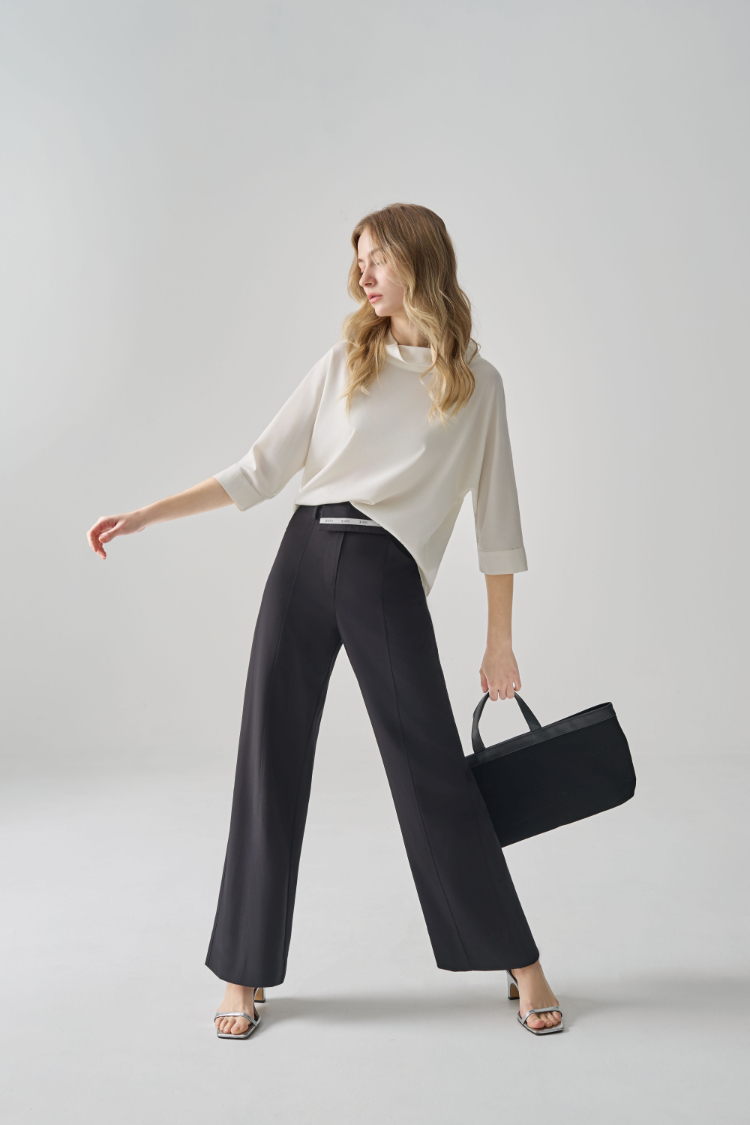 DENOVO造型腰頭直筒西裝褲