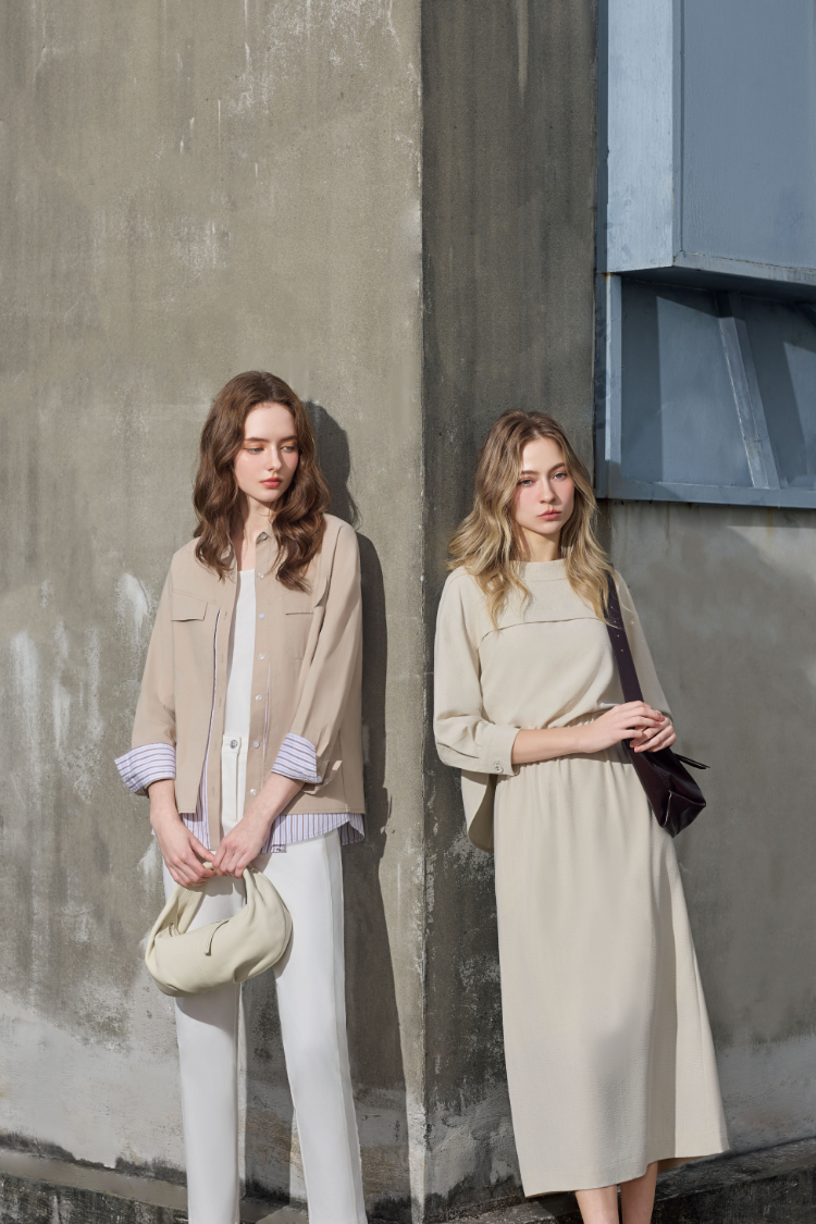 DENOVO都會舒適彈性職裝直筒褲