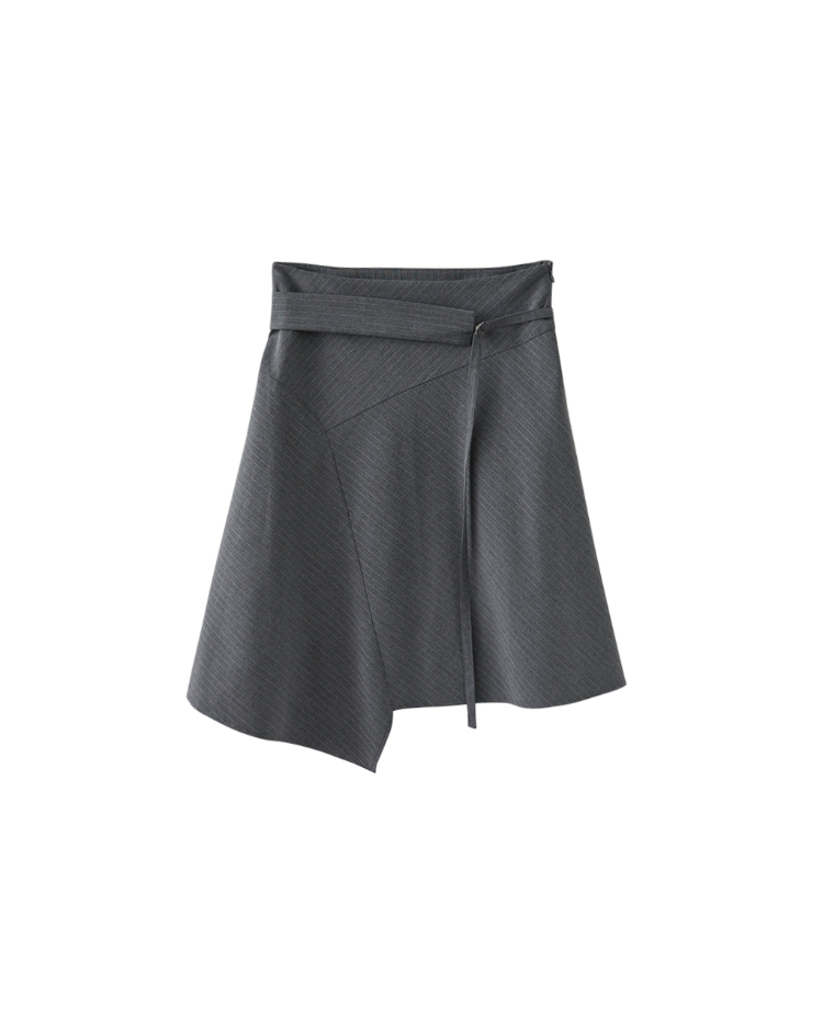 DENOVO不對稱結構都會條紋西裝裙