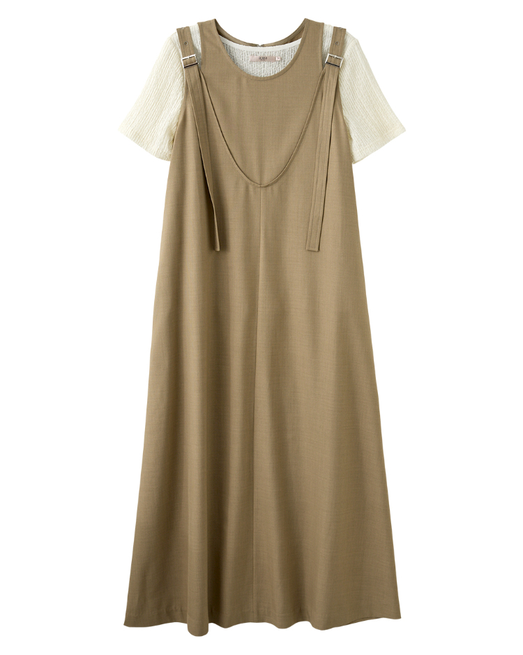 DENOVO質感雙件式吊帶長洋裝