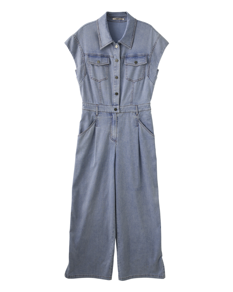 DENOVO輕工裝收腰牛仔連身褲