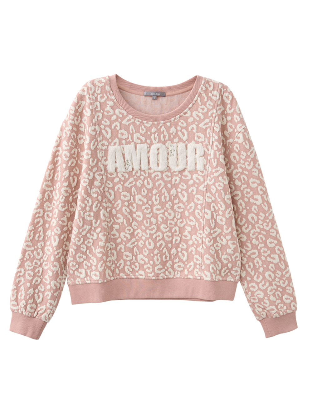 abito豹紋字母圓領上衣