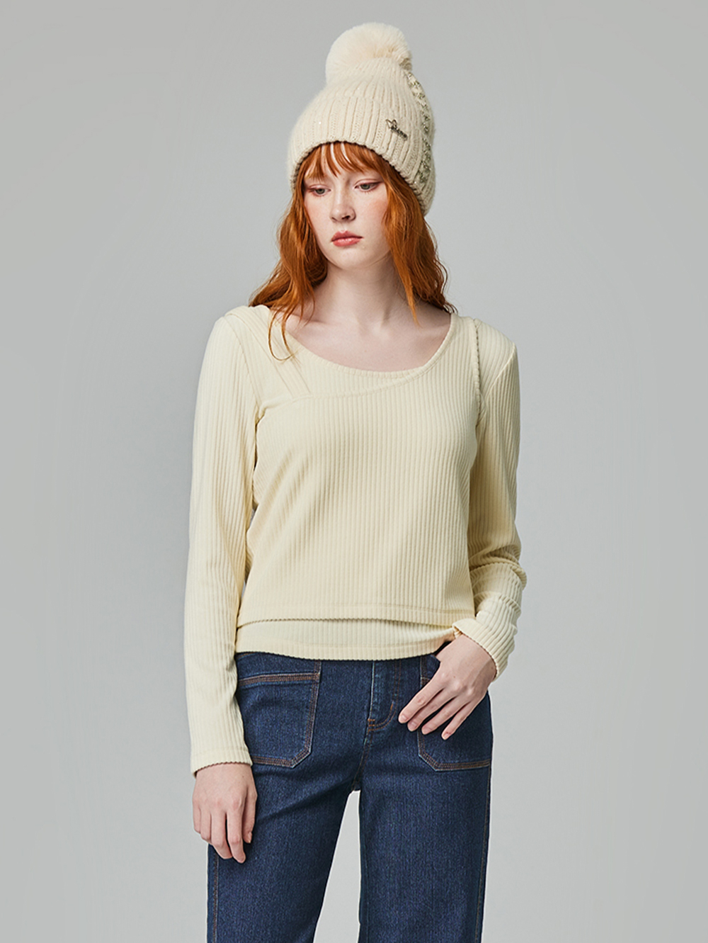 abito斜肩造型兩件式上衣