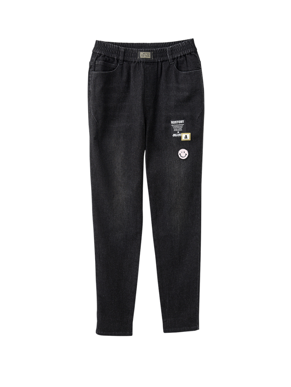 abito可愛電繡牛仔直筒褲