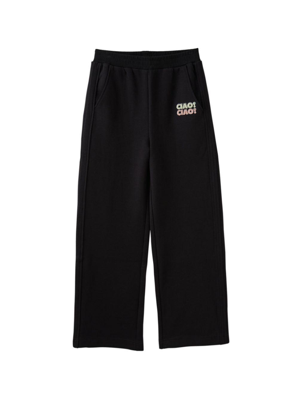 abito立體繡鬆緊腰頭寬褲