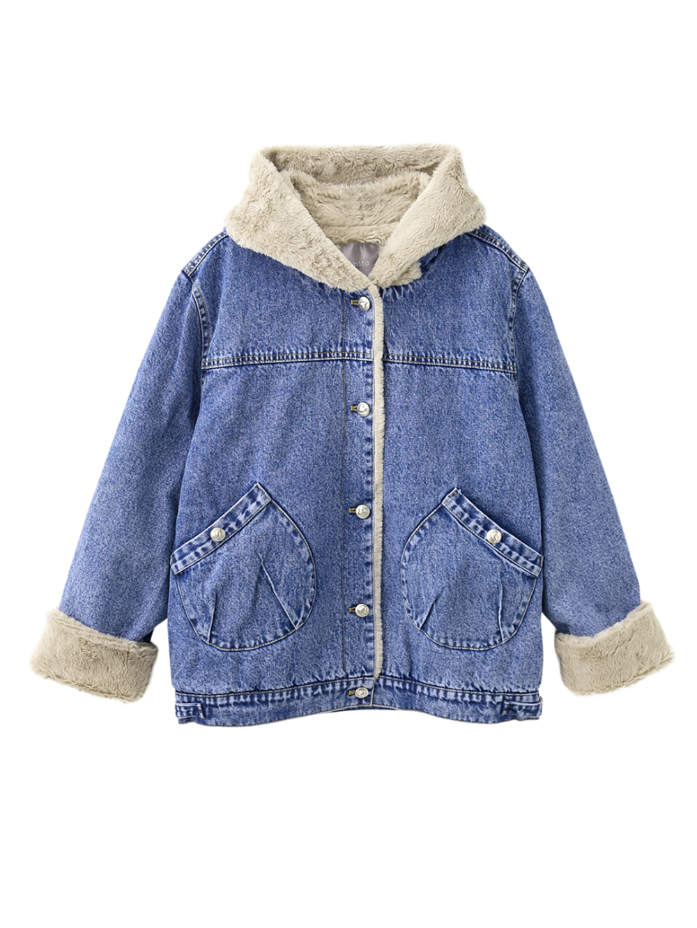 abito牛仔絨毛連帽外套