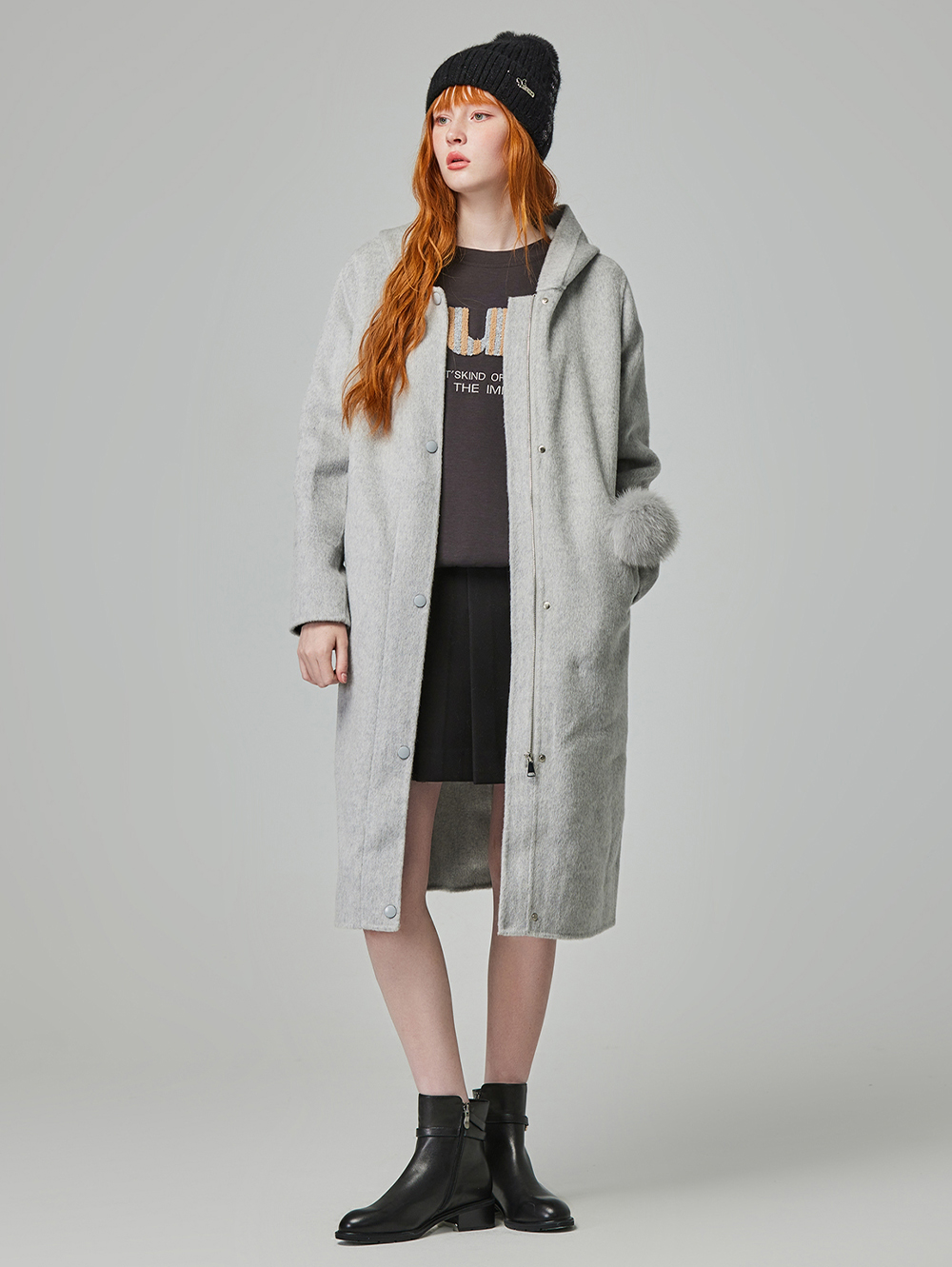 abito氣質長版連帽大衣