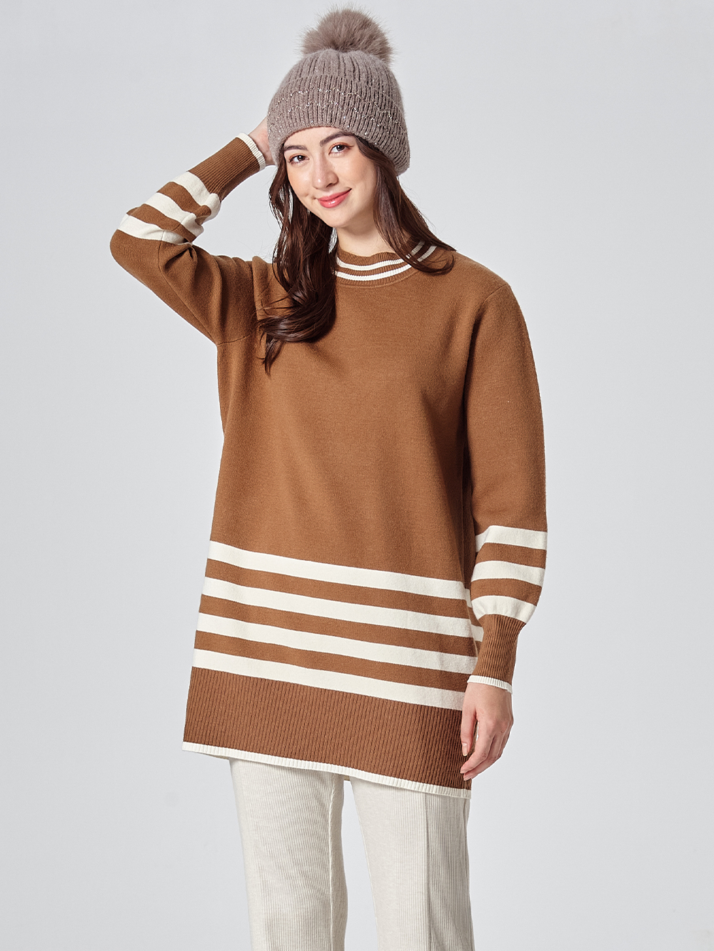 DITA韓系條紋短版針織洋裝