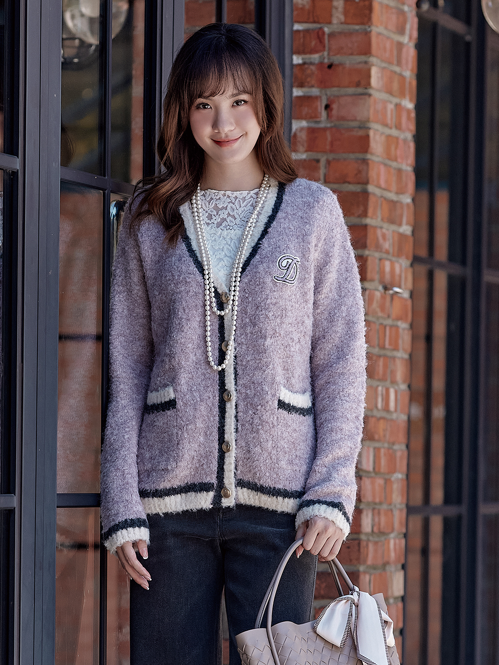 DITA學院風圈圈毛針織長罩衫