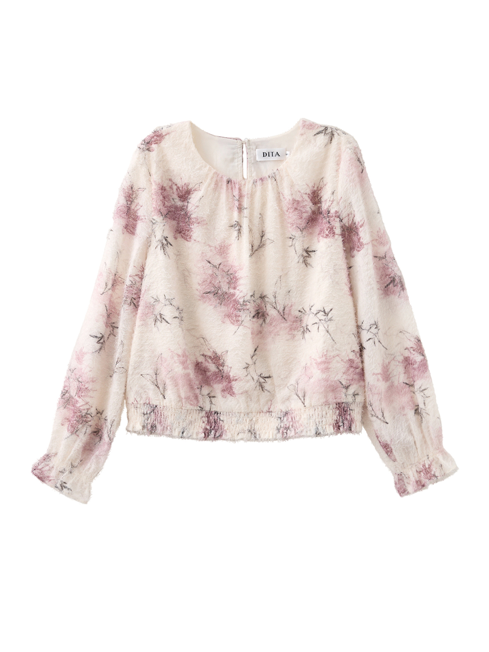 DITA浪漫氛圍印花皺皺上衣