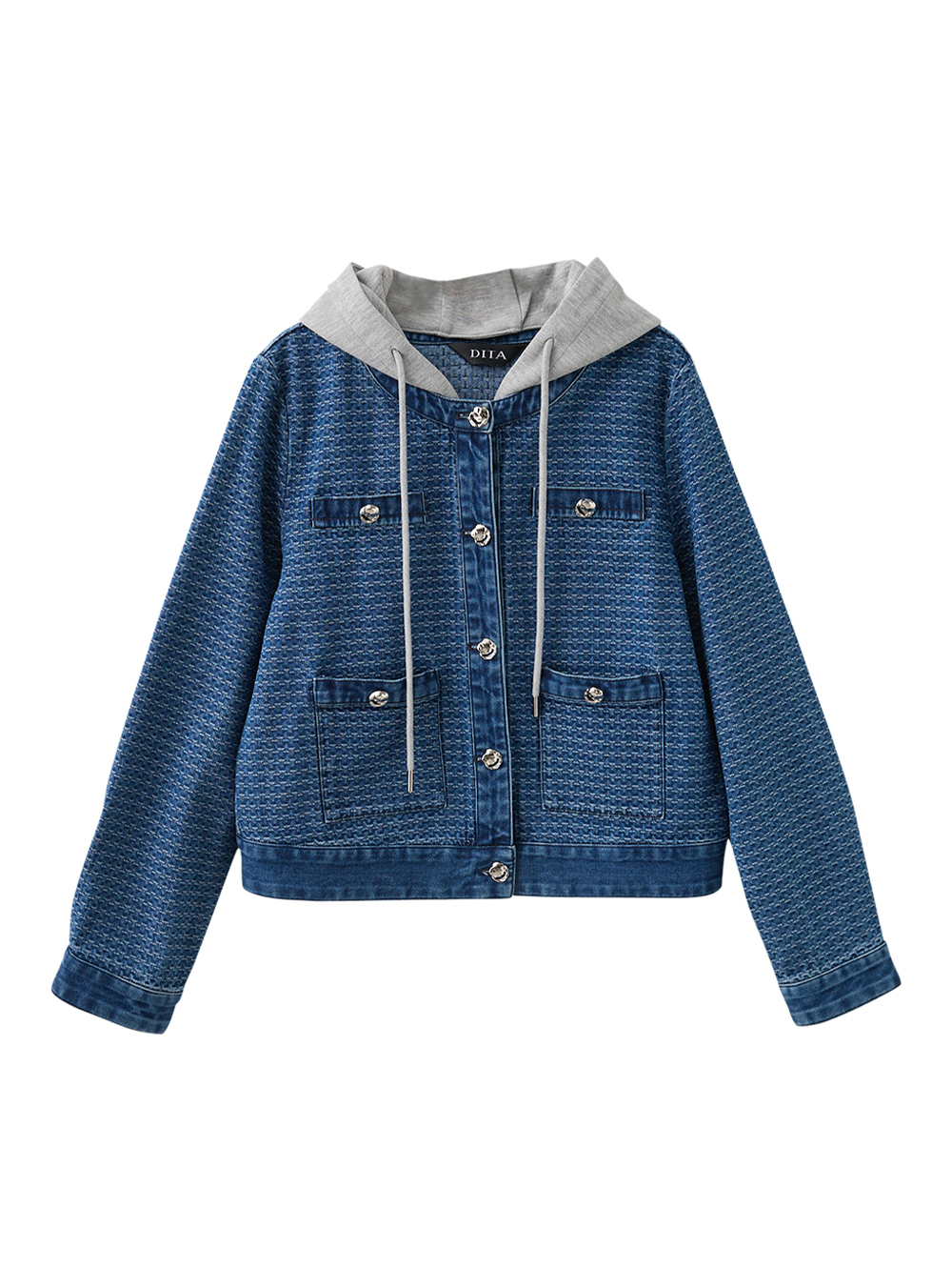 DITA個性刷紋牛仔拼接外套