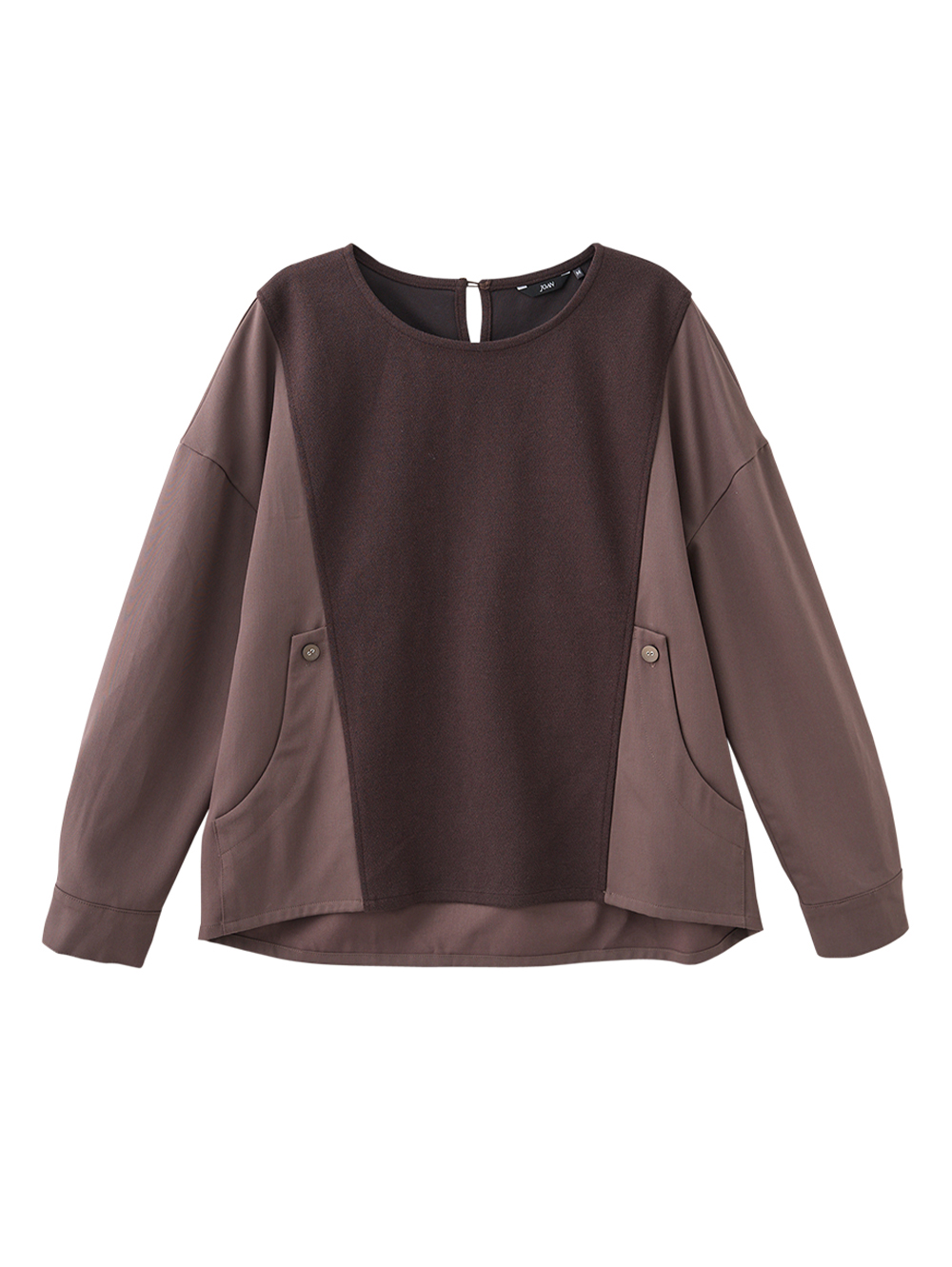 JOAN平織手袖拼接彈性上衣