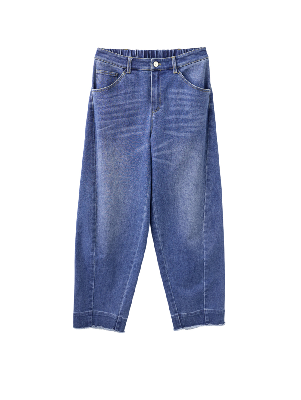 JOAN顯瘦剪裁弧形九分牛仔褲